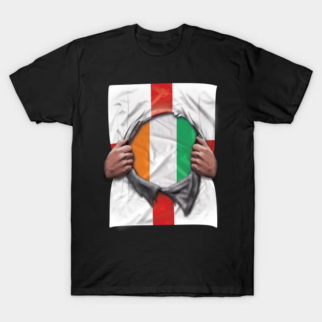 Ivory Coast Flag English Flag Ripped - Gift for Ivorian From Ivory Coast T-Shirt by Country Flags